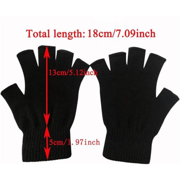 Winter Fingerless Gloves Half Finger Knit Gloves Touchscreen Gloves Warm for Men - Picture 2 of 8
